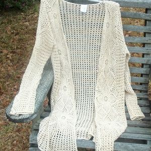 Crocheted coat-jacket long HOBO sweater large